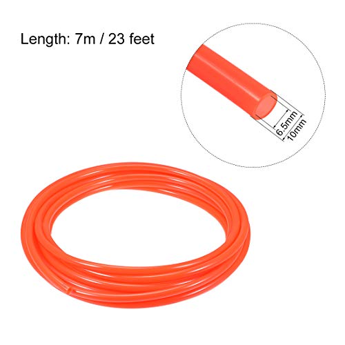 uxcell Pneumatic Air Tubing, 10mm OD x 6.5mm ID 7m (275 Inch) PU Polyurethane Air Compressor Tubing Hose Pipe Orange - color: Orange, size: 7 meter