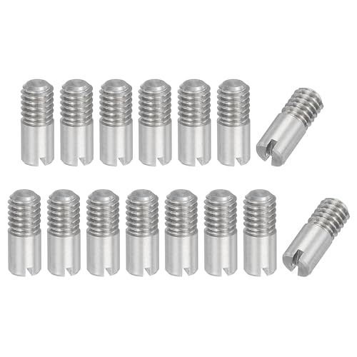 PATIKIL M4 x 10mm Slotted Cylindrical Pin, 15 Pcs 304 Stainless Steel Dowel External Thread Slotted Pin Screw for Home Furniture Cabinet Improvement, Silver Tone - size: M4 x 10mm