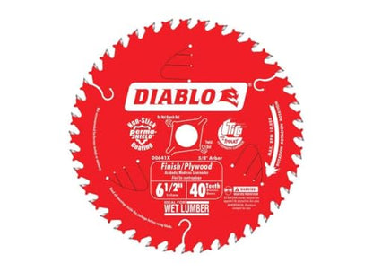 Diablo Finish Trim Saw Blade - 6-1/2" Dia., 40-ATB Teeth, 5/8" Arbor - size: 5/8" Arbor x 6-1/2" Dia