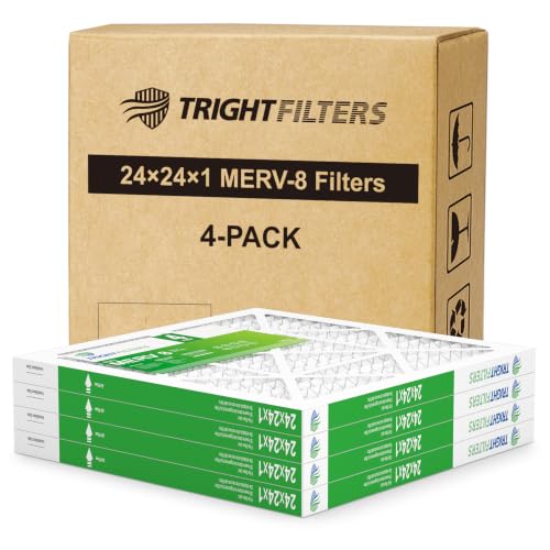 TRIGHTFILTERS 24x24x1 Air Filter 4 Pack, MERV 8 Pleated HVAC Furnace Filter - size: 24x24x1