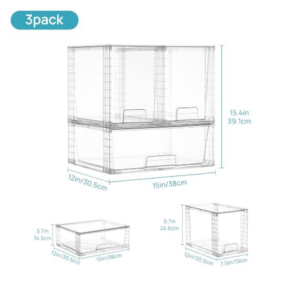 Vtopmart Clear Stackable Storage Drawers, 6 Pack Wide Tall Set - style: 2 Wide+4 Large