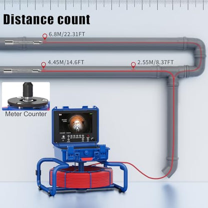 Sewer Camera with Light 165ft/Distance Counter Professional Pipe Inspection Camera 1080P Screen 7mm Thicker Cable - size: 50M