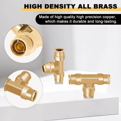 Siptenk 3/8" OD Tube Brass Push to Connect Fittings 3PCS for Truck Trailer - color: 3/8" OD Tee
