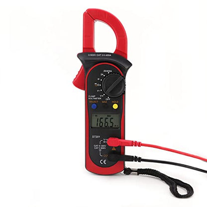 ST201 Automatic Digital Multimeter DC/AC Voltage Diode Tester Clamp Meter(Red)