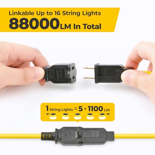 50FT 50W LED String Lights, Temporary Construction Work Lighting - size: 50FT-2Prong