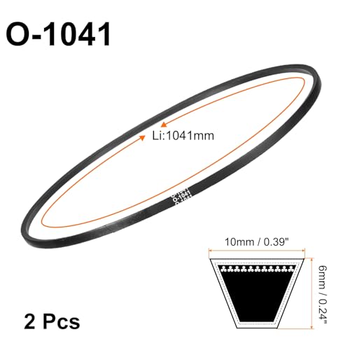 uxcell 2Pcs O-1041 O Type V-Belt 1041mm/41 Inner Length x 0.39" Width x 0.24" Height, O-Type Closed-Loop Rubber Transmission Belt - size: O-1041