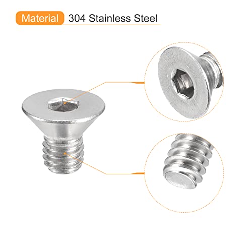 uxcell #10-32x5/16 Flat Countersunk Head Socket Cap Screws, 50Pcs 304 Stainless Steel Hex Socket Flat Head Screws, Full Thread, Countersunk Bolts - size: #10-32x5/16"