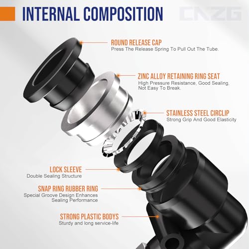 1/8 Push to Connect Fittings npt Thread to 5/16 Air Line quick - size: 5/16"OD x 1/8"NPT