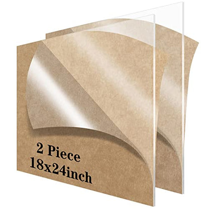 Lesnlok 18 x 24 Acrylic Sheet 1/8 inch Thick 2 Pieces 3mm Clear Plexiglass Sheet,Use for Craft Projects,Signs,Sneeze Guard and More - size: 2 piece18" x 24" 3mm