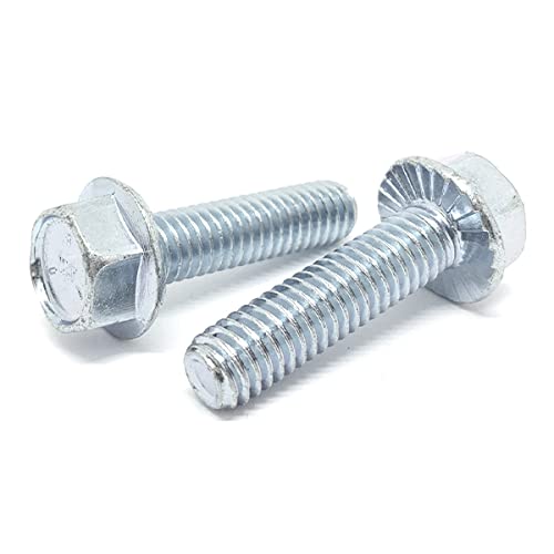 (50 Pieces) 5/16-18x1 Grade 5 Serrated Hex Flange Bolts Screws UNC Coarse Full Threads Zinc Clear
