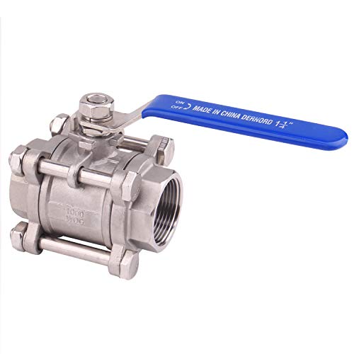 DERNORD Ball Valve NPT Threaded - Stainless Steel 304 Female 3 Piece Full Port (1.25" NPT Female) - size: 1.25" NPT Female