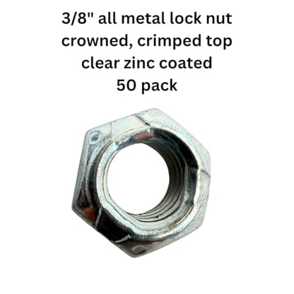 3/8"-16 All-Metal Top Lock Nuts (50 Pack) – High-Temperature, Prevailing Torque Vibration-Resistant Coarse Thread Locking Nuts SAE J995 0.375" - size: All-Metal Top Lock Nut – 50 Pack
