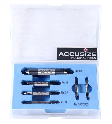 Accusize Center Drill Set, #1-#5, 3/64"-3/16", 6-Pc, M35 TiAlN, 3500-6001 - style: M35 5% Cobalt Inch