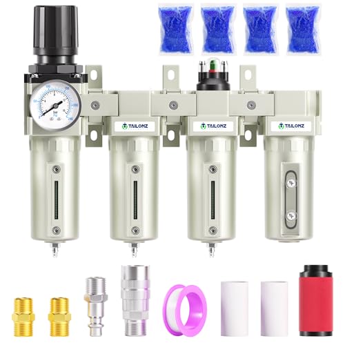 TAILONZ 3/4"NPT 4-Stage Compressed Air Dryer System Manual Drain - color: 4 Stage(3Filter+1Dryer), size: 3/4" NPT/Munual Drainage