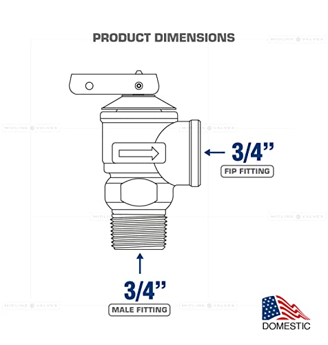 Midline Valve GUHW-QSW256-5 Pressure Relief Valve, for Tankless Water Heater, Lead Free, Full Port, Forged Brass, 3/4 in. FIP x MIP Connection (5 Pack) - style: 5 Pack
