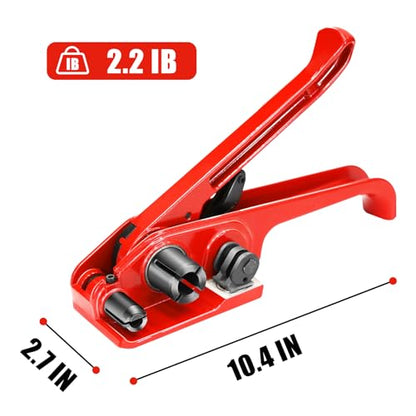 Heavy Duty Banding Strapping Tensioner & Cutter Manual Packaging Tools Windlass for 1/2"-3/4" Width Polyester Poly Strap(red) - color: PET red, size: 1/2-3/4in
