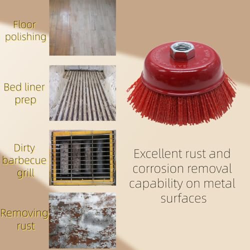 4" Abrasive Filament Nylon Bristle Cup Brush for Removing Rust Corrosion Paint, 5/8"-11 Thread,1PC