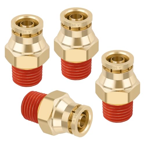 DOT Approved Male Straight Brass Union 3/8" Tube x 1/4" NPT, 4PCS - size: 3/8" OD x 1/4" NPT
