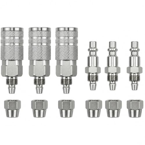6PCS Air Tool Fittings Coupler and Plug Kit for 5mm ID x 8mm Hose - size: 6PCS