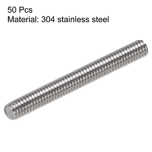 uxcell 50Pcs M4 x 30mm Fully Threaded Rod 304 Stainless Steel Right Hand Threads,M4-0.7 Thread Pitch
