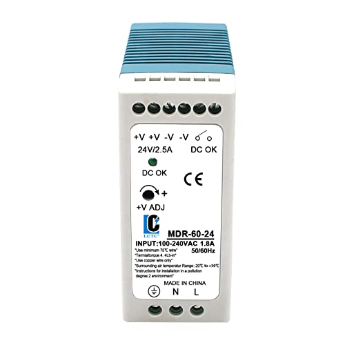 DIn Rail DC 24V Switching Power Supply MDR 60W Rail Type(Input:100-240VAC,Output:24VDC,50/60HZ) Switch Converter (24V 2.5A)