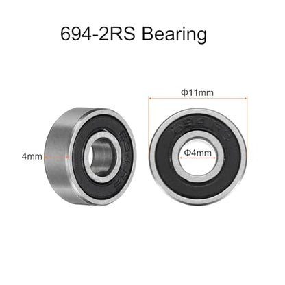 uxcell 10pcs 694-2RS Bearing 4x11x4mm, Chrome Steel Double Rubber Seals Miniature Bearing, Lubricated Deep Groove Ball Bearings, P6 (ABEC 3) - size: 694-2RS