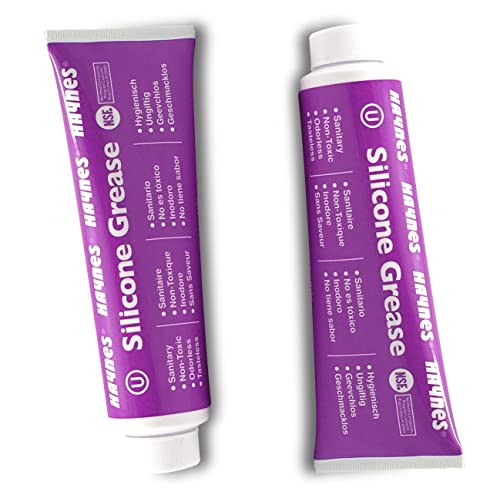 Haynes Silicone Grease, Food Grade Sanitary Lubricant, Machine Lube, Prevent Valves and O-Rings from Sticking, 4oz Tube Silicone Grease (2-Pack), Clear, (HAYSG-4OZ_T-2PK)