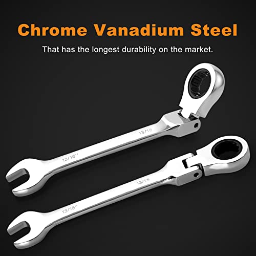 Qnkaa 8pcs Flexible Ratchet Wrenches Set SAE 5/16” to 3/4“ - size: SAE 8pcs