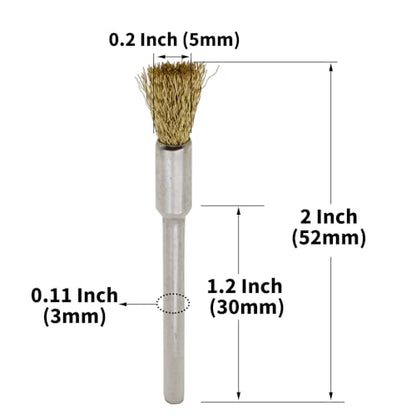 20PCS Brass Wire Brushes - Metal Rust Removal, Cleaning, and Polishing - 5mm Diameter, 1/8″ (3mm) Shaft - Removes Burrs, Dust, and Oxide Layer - Handles Rough Surfaces - Rotary Tool Accessories - style: Brass Wire Brush 3*5mm 20PCS