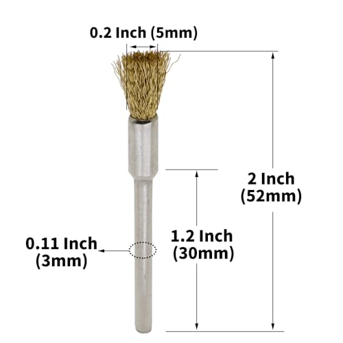 60-Piece Brass Wire Brush Set - Metal Rust Removal, Polishing, Cleaning - 1/8″ (3mm) Shaft - Removes Burrs, Dust, and Oxide Layer - Handles Rough Surfaces - Rotary Tool Accessories - style: Set of 60 Brass Wire Brushes