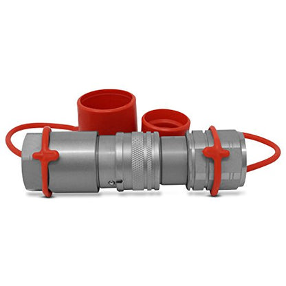 Summit Hydraulics 3/4" NPT Skid Steer Flat Face Hydraulic Quick Connect Couplers/Couplings Set w/Dust Caps (Pack of 2) - size: 3/4 inch (Pack of 2)