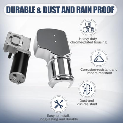 900W 90:1 1.2HP Electric Tarp Motor for Dump Trucks up to 28' Length, Universal Tipper Truck Canopy Motor for Dump Truck Tarp System with Chrome Housing Cover- 12V DC, 40RPM(+/-5RPM)- 5 Years Warranty - size: 900w 90:1