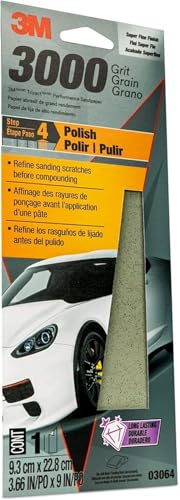 3M Trizact Performance 3000 Grit Sandpaper, 3 2/3 in x 9 in, Polish Clear Coat and Paint, Restore Shine, Ideal for Detailed Finishing, Very Fine Grade Abrasive (03064), Pack of 3 - size: 3 2/3 in x 9 in (Pack of 3)