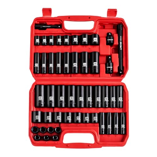 3/8" Drive 48Pc Impact Socket Set SAE/Metric Fits Various Wrenches - size: 3/8" Socket Set
