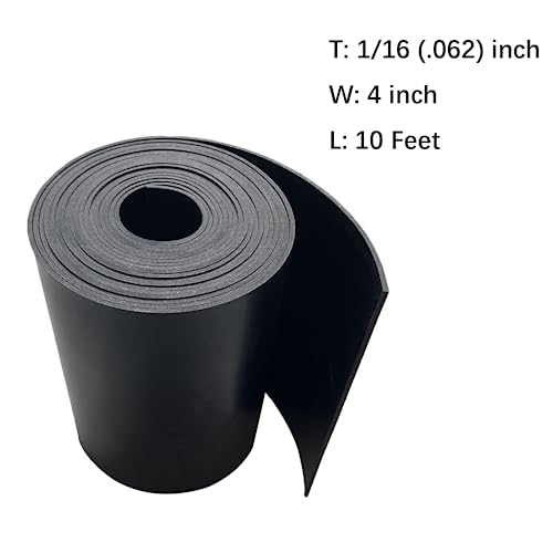Solid Rubber Strip Roll 1/16 (.062)" Thick X 4" Wide X 10'Long - size: 4"X10'X1/16, style: No Adhesive