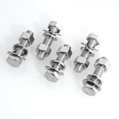 Mywish (6 Sets) 3/8-16x1-1/2 Hex Head Assorted Screws Nuts and Bolts with Flat & Lock Washers, 304 Stainless Steel 18-8, Fully Threaded, 3/8 Bolt Metric Bolt Assortment - size: 3/8-16 x 1-1/2 (6 set)