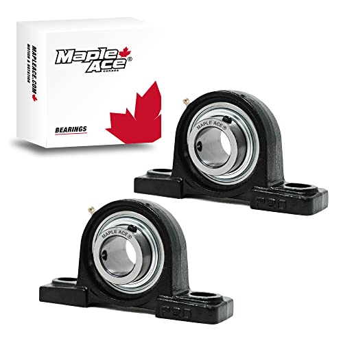 MAPLE ACE UCP207-20 Pillow Block Bearing 1-1/4" Bore, 2-Bolt, Self-Aligning, R3 Triple Lip Seal, Heavy Duty (Qty 2)