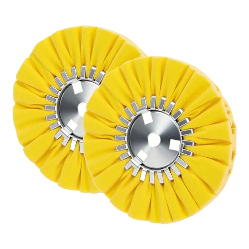 8" Airway Buffing Wheel for Angle Grinder, 5/8" Arbor Hole, 12 Plys Hard Cotton Polishing Wheel for Aluminum, Stainless Steel, Brass & Copper, Yellow, 2 pcs - color: Hard 2pcs, size: 12plys