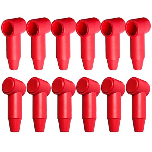 Ampper Silicone Terminal Covers Fit 1/4", 5/16" Stud 6-1 Gauge, Red 12 Pc - color: Red, size: 1/4" & 5/16" Stud Long