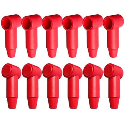 Ampper Silicone Terminal Covers Fit 1/4", 5/16" Stud 6-1 Gauge, Red 12 Pc - color: Red, size: 1/4" & 5/16" Stud Long