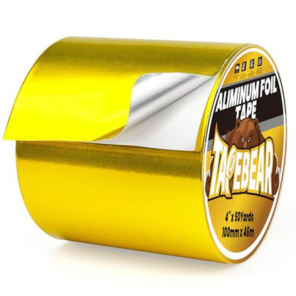 TAPEBEAR Gold Aluminum Tape 4" x 150FT, Professional Heat Reflective Tape - size: 4" x 150FT