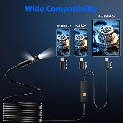 Endoscope Camera with Light, Dual-Lens 1920P HD Phone Camera - size: 9.8FT, style: Dual Lens