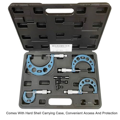 Outside Micrometer Set, MFQNENLK 0-4" Precision Machinist Tools 0.0001in Accuracy, Micrometer Measuring Tool Set, Alloy Precision Micrometer with Fitted Case (4Pcs Set) - size: 4Pcs Set