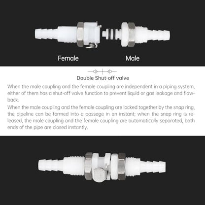 2Pcs 1/8" Plastic Panel Mounting Hose Barb Quick Connector Disconnect - size: 1/8 Inch