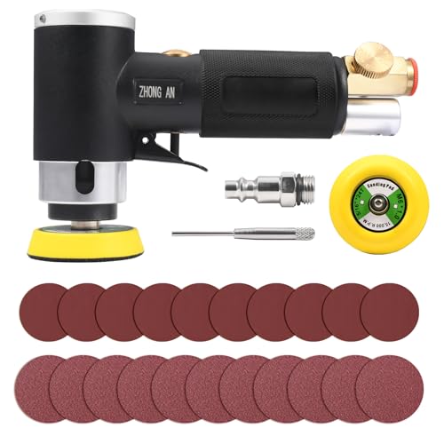 2 3-inch Mini Orbital Sander da sander Air Dual Action Sander Air Polisher Super Smooth and Swirl Freely High Speed for Auto Body Work with 20 PCS Sanding Discs (BLACK) - color: Black+sanding Discs