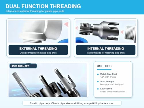 PVC Pipe Threader Kit, 3PCS