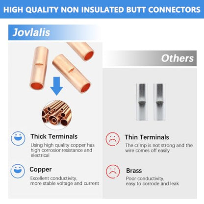Non Insulated Butt Connectors Kit (100PCS(AGW12-10) Copper) - size: 100PCS( AGW12-10) Copper