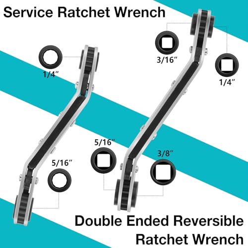 DURATECH HVAC Service Wrench Set, 3/16", 1/4", 5/16", 3/8" - size: 2PC Offset Service Ratchet Wrench