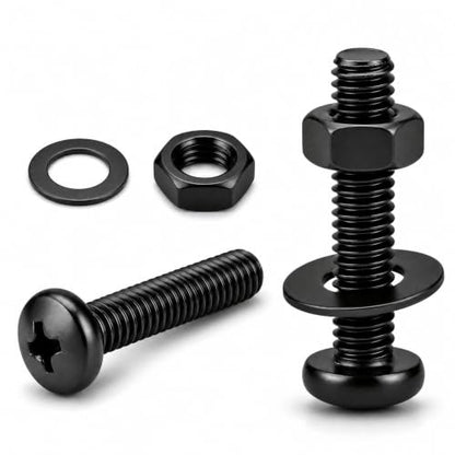 #8-32 x 1-1/2" (20 Sets) Pan Head Machine Screws Nuts Washers Assortment Kit, Black Oxide 304 Stainless Steel Phillips Drive Full Thread - size: #8-32 x 1-1/2"