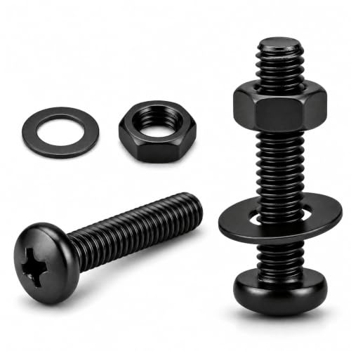 1/4-20 x 3 (10 Sets) Pan Head Machine Screws Nuts Washers Assortment Kit, Black Oxide 304 Stainless Steel Phillips Drive Full Thread - size: 1/4-20 x 3"